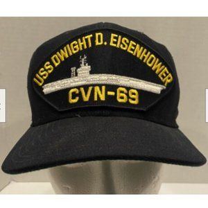 Vintage USS Dwight D Eisenhower CVN 69 Snapback Trucker Hat Cap Patch USA Made